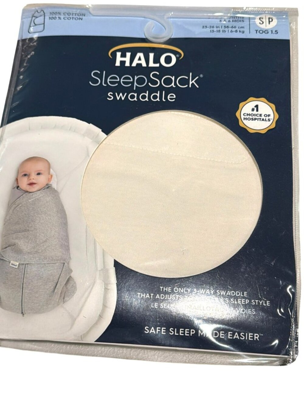 Halo SleepSack 3 to 6 Months Swaddle 3-Way Adjustable 100% Cotton New Unopened
